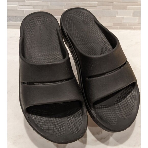 Oofos OOahh Men's Black Recovery Sandals Cushioned Slides Size 11 - Picture 4 of 14
